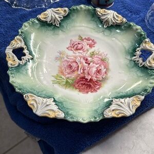 Vintage Rose Porcelain plate.  RS Prussia